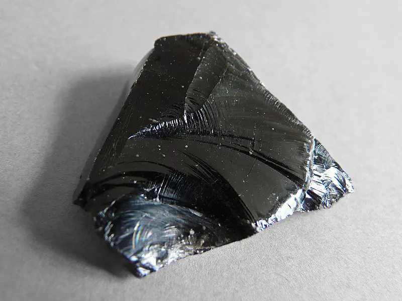 A shiny black chunk of obsidian